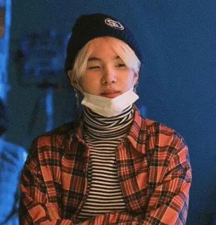 🌃 cf308080 persona, retrato, sombrero, pelo rubio, máscara, casual, moda telegram sticker