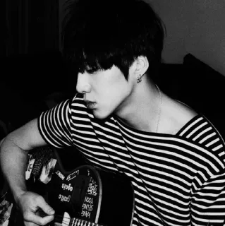 🥀 2616a6d3 musicien, guitare, personne, portrait, noir et blanc, musique telegram sticker