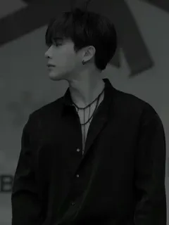 🖤 876f4364 man, black shirt, earring, necklace, portrait, dark hair telegram sticker