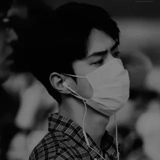 🖇 065bb01f pessoa, máscara, flanela, fones de ouvido, covid, pandemia, homem telegram sticker