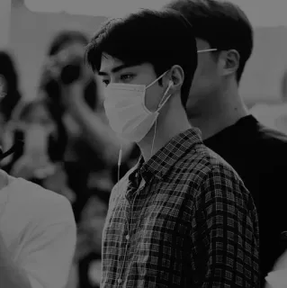 ☁️ 7f15b141 Pessoa, Máscara, Xadrez, Fones de ouvido, Retrato, Preto e branco telegram sticker