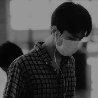 🖇 9238255f pessoa, máscara, orelhas, cabelo, homem, camisa xadrez telegram sticker