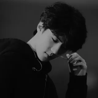 🖇 96492c80 homem, retrato, preto e branco, pessoa, moletom com capuz, masculino telegram sticker