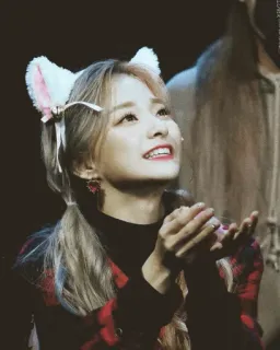 🌪 7264fde3 kocie uszy, słodkie, kobieta, dziewczyna, kawaii, portret telegram sticker