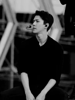 🏹 11700a3b Sehun Сехун, K-pop, Певец, Чёрно-белое, Корейский, Музыка telegram sticker