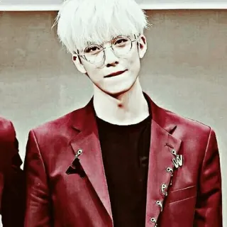 🖇 145ee8e9 đàn ông, áo vest đỏ, kính, châu Á, phong cách, thời trang telegram sticker