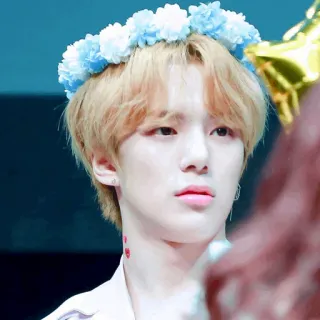 🌫 a53a67e6 คน, ผู้ชาย, มงกุฎดอกไม้, kpop, เอเชีย, ภาพเหมือน telegram sticker