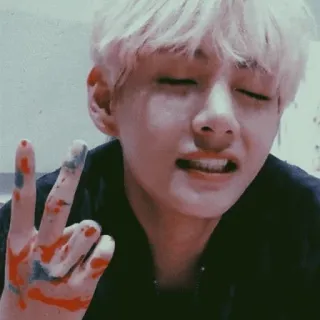 🗽 b39ed095 persona, hombre, signo de paz, mano, pintura telegram sticker