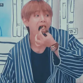 🍪 e6d356cc 와구 hombre, comiendo, coreano, v, kim taehyung telegram sticker