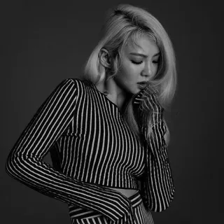 ◽️ d44b4ecd Frau, Porträt, blond, Streifen, Mode, Schwarzweiß telegram sticker