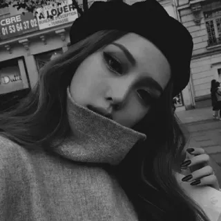 ✖️ 73d3369d A LOUER wanita, baret, sweter, potret, mode, Paris, Eropa, kota whatsapp sticker