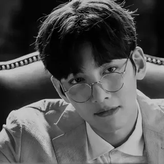 🗝 5b0c4389 ポートレート, 男性, メガネ, 白黒 telegram sticker