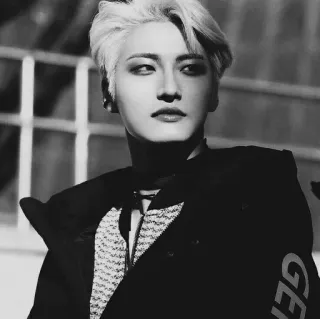 🥀 fb122cf0 kpop, männlich, promi, sänger, porträt, schwarzweiss telegram sticker