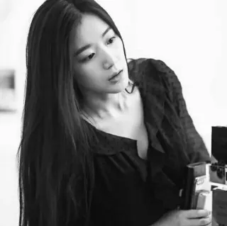 🌬 6d17c76a mulher, retrato, asiática, preto e branco, cabelo comprido, beleza whatsapp sticker