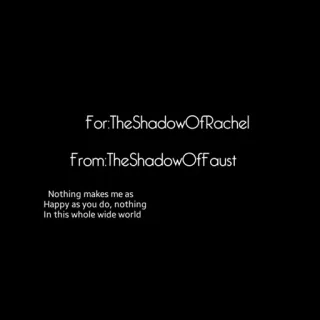 🌙 425f531e For: The ShadowOfRachel
From:The Shadowoff aust
Nothing makes me as
Happy as you do, nothing
In this whole wide world Тень, Рейчел, Фауст, Любовь, Мир telegram sticker