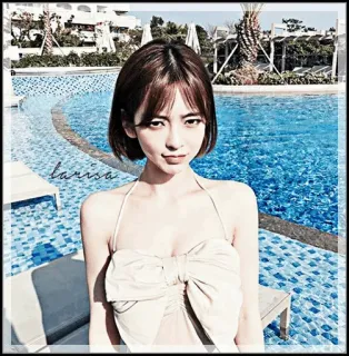 🎠 3f40796e larisa phụ nữ, hồ bơi, áo tắm, mùa hè, kỳ nghỉ, khu nghỉ dưỡng, châu Á telegram sticker