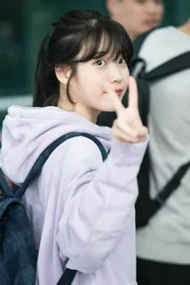 🦄 b48788cf mulher, sinal de paz, moletom com capuz, retrato whatsapp sticker