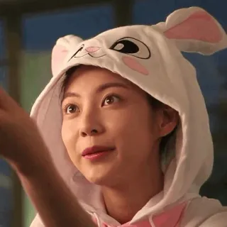 🐚 287c9fcf женщина, кролик, толстовка, милый, девушка, портрет whatsapp sticker