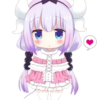 💜 5ff96985 Kanna Kamui Miss Kobayashi's Dragon Maid Anime, Kanna, Kawaii, Drache, Chibi, Süß, Herz telegram sticker