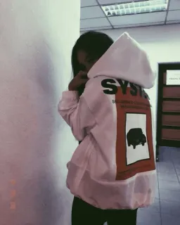 🎠 a9916bb4 SYSTEM Moda, Abbigliamento, Felpa con cappuccio, Sistema telegram sticker