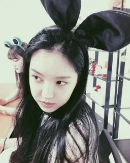 ☁️ cda586a1 donna, orecchie da coniglio, cerchietto, ragazza, carino telegram sticker