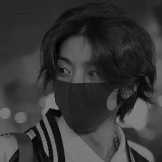 🌚 a30b9e6f orang, masker, potret, hitam putih whatsapp sticker