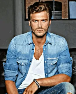 ✖ 2773b543 Mann, Freizeitkleidung, Porträt, Jeanshemd telegram sticker