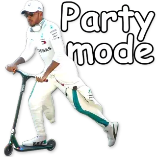 💨 faaf45d3 Lewis Hamilton Party mode Fórmula 1, Corrida, Patinete, Atleta, Esportes, Festa telegram sticker