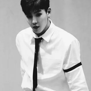 🌑 6193bee0 đàn ông, áo sơ mi trắng, cà vạt, trắng đen, chân dung, kpop, đơn sắc telegram sticker