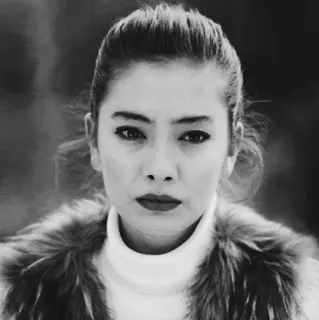 🎠 d680dc65 wanita, potret, bulu, sweter, mode, hitam putih telegram sticker