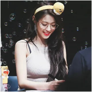 📀 bc88978a mujer, chica, retrato, gafas, burbujas, sonriendo telegram sticker