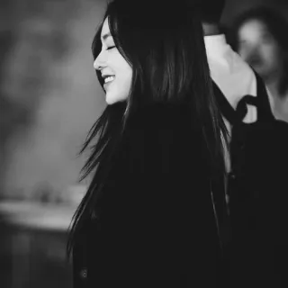 🏹 4aac5c81 woman, black and white, smiling, portrait whatsapp sticker