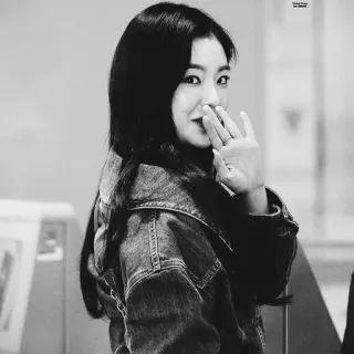 🏹 a533f929 portrait, woman, black and white, denim jacket, fashion whatsapp sticker