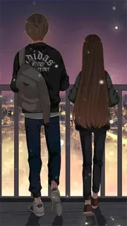 👬 57510f7d adidas カップル, アニメ風, 夜, 街の明かり, ロマンチック, アディダス telegram sticker