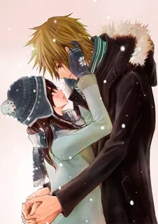 🤗 d68448b2 アニメ, カップル, 冬, 雪, 愛, ロマンス, 可愛い, 抱擁 telegram sticker