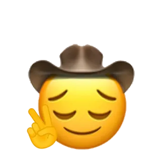 โ 3f260919 emoji, cowboy hat, peace sign, emotion, western, hat telegram sticker