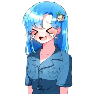 😂 53f8643f anime girl, blue hair, crying, emotions, cartoon, sticker telegram sticker