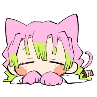 😴 99002996 Mitsuri Kanroji Demon Slayer anime, manga, demon slayer, mitsuri kanroji, cat, kawaii telegram sticker