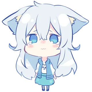 🥺 9e3cea0e anime, chibi, cute, kawaii, cat girl, manga, crying telegram sticker