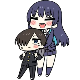 ❤️ 015b2cba 动漫, 情侣, 可爱, 卡通, Q版, 学生, 校服 telegram sticker