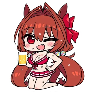 😉 3cb1d8b1 动漫, Q版, 可爱, 泳装, 饮料, 卡通 telegram sticker
