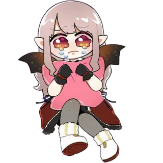 😭 78d7a37a 哭泣, 伤心, 动漫, Q版, 女孩, 眼泪, 卡通, 情绪 telegram sticker