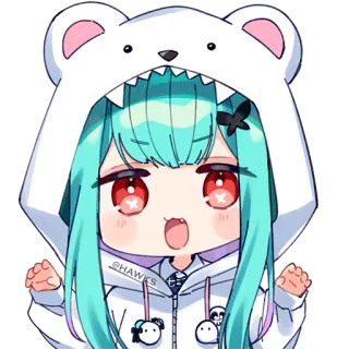 🐻‍❄️ bf90514e 动漫女孩, 卡通, Q版, 可爱, 数字艺术, 卡哇伊 telegram sticker