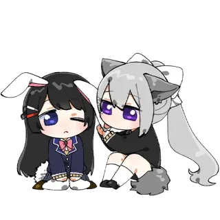 ❤️ d878b571 动漫, Q版, 可爱, 兔子, 猫, 卡哇伊 telegram sticker