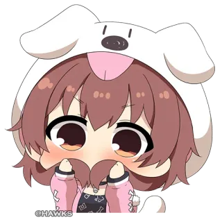 🐶 07bc4eba @HAWKS anime, słodkie, chibi, pies, kreskówka, kawaii telegram sticker