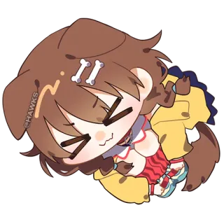 😖 0d9f3563 @HAWKS pies, chibi, anime, słodki, brązowy, kreskówka, fanart telegram sticker