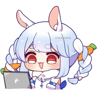 😃 132cea3a @HAWKS Anime, Słodkie, Królik, Laptop, Vtuber, Królik telegram sticker