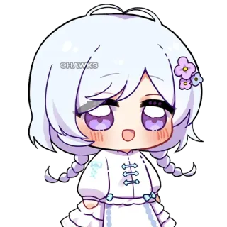 🙂 4817186f @HAWKS Chibi, Anime, Manga, Słodkie, Kreskówka, Fioletowe oczy, Białe włosy telegram sticker