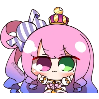 🙂 4919d9b0 @HAWKS słodkie, anime, korona, dziewczyna, różowe włosy, fioletowe włosy, kawaii telegram sticker
