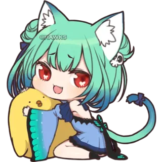 😀 569b6685 @HAWKS Anime, Naklejka, Chibi, Słodkie, Kot, Kreskówka, Manga telegram sticker